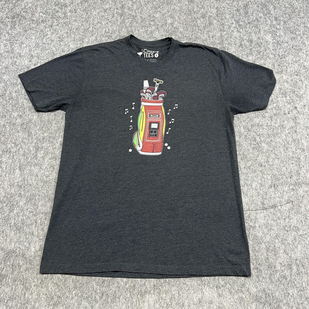 Chive Tees Shirt Mens Large Dark Heather Gray Golf Bag Boombox KCCO Funny Tee